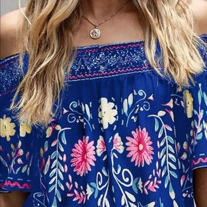 Off Shoulder Floral Print Blouse